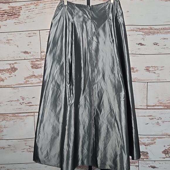Vintage Y2K Scott McClintock Maxi Skirt Taffeta Shiny Silver Size 10 - Picture 2 of 6